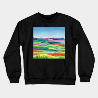 Pastel Hills - Abstract, colorful landscape Crewneck Sweatshirt